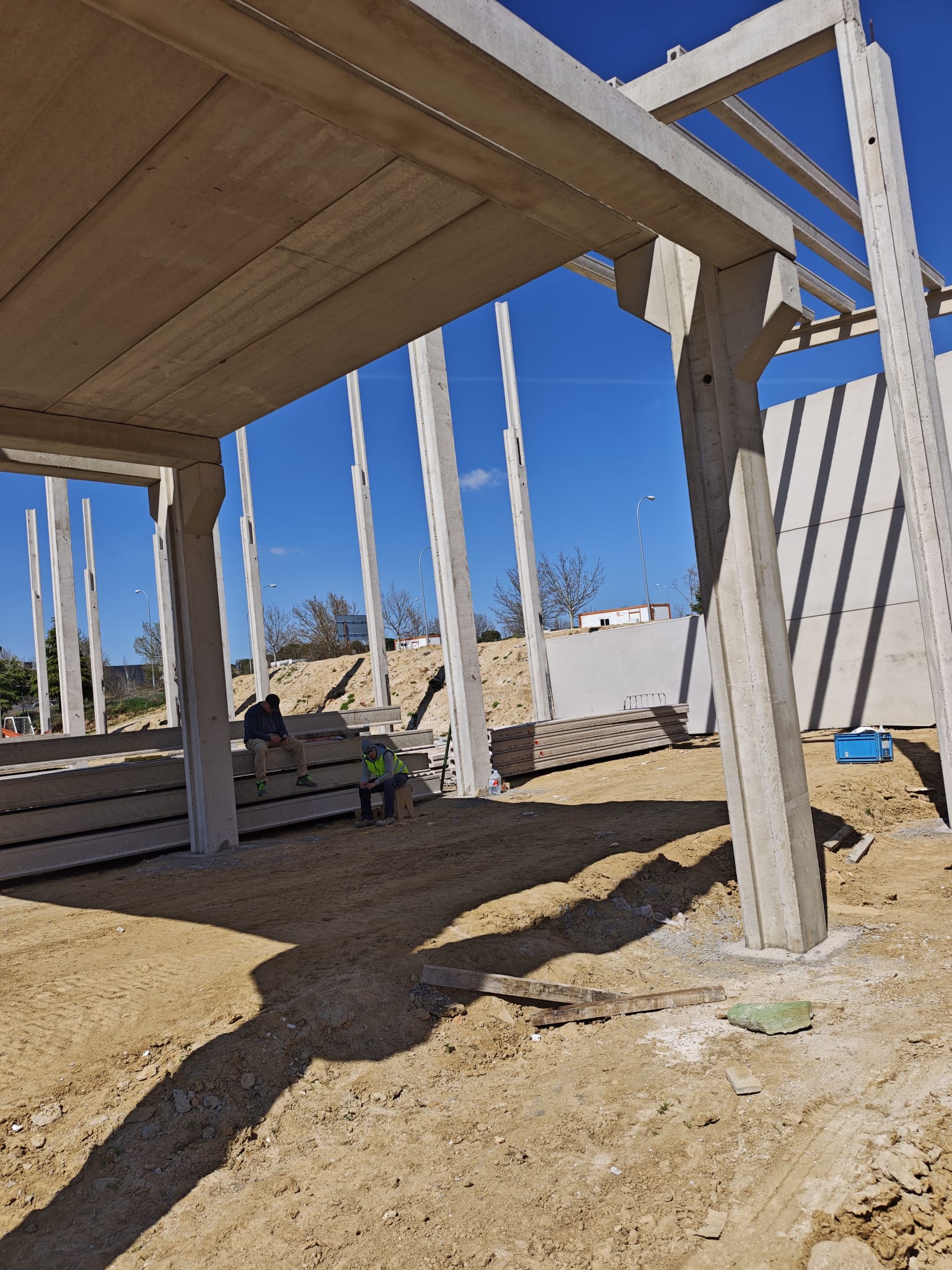 Perspectiva de la estructura de pilares y vigas de hormigón